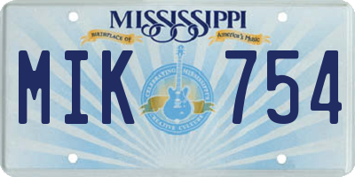 MS license plate MIK754