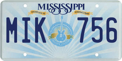 MS license plate MIK756