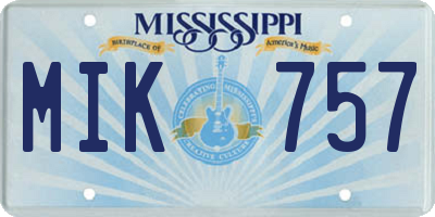 MS license plate MIK757