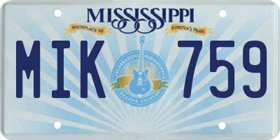 MS license plate MIK759