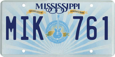 MS license plate MIK761