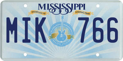 MS license plate MIK766