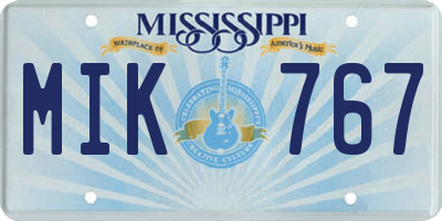 MS license plate MIK767