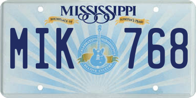 MS license plate MIK768