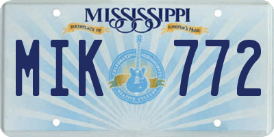 MS license plate MIK772