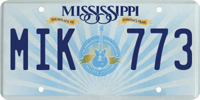 MS license plate MIK773