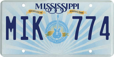 MS license plate MIK774