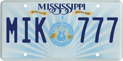 MS license plate MIK777