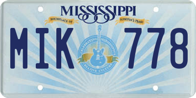 MS license plate MIK778