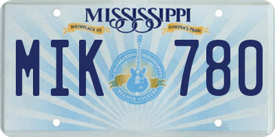 MS license plate MIK780