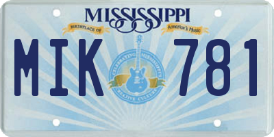 MS license plate MIK781