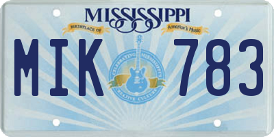 MS license plate MIK783