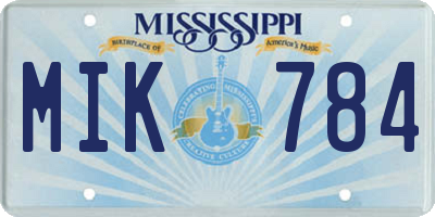 MS license plate MIK784