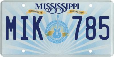 MS license plate MIK785