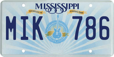 MS license plate MIK786