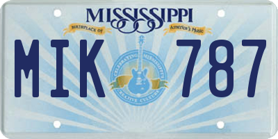 MS license plate MIK787