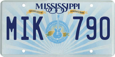 MS license plate MIK790