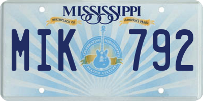MS license plate MIK792