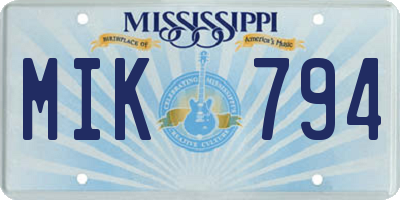 MS license plate MIK794