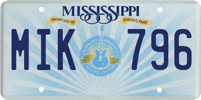 MS license plate MIK796