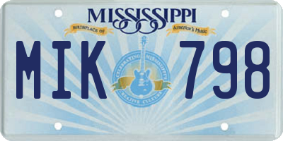 MS license plate MIK798