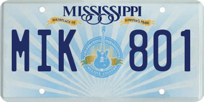 MS license plate MIK801
