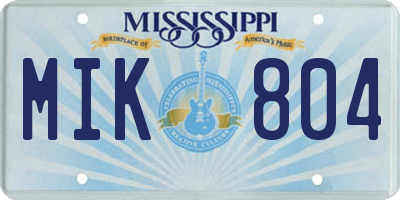 MS license plate MIK804