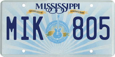 MS license plate MIK805