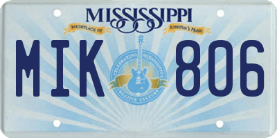 MS license plate MIK806