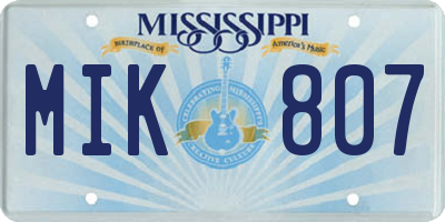 MS license plate MIK807