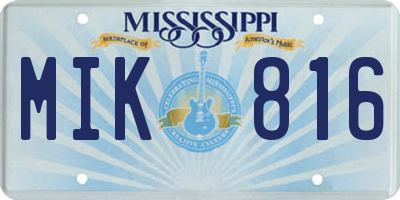 MS license plate MIK816