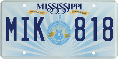MS license plate MIK818