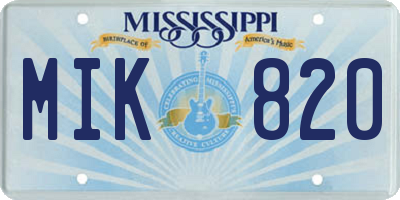 MS license plate MIK820