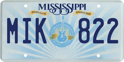 MS license plate MIK822