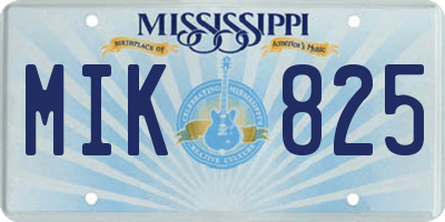 MS license plate MIK825