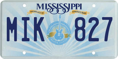 MS license plate MIK827