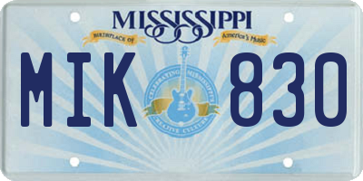 MS license plate MIK830