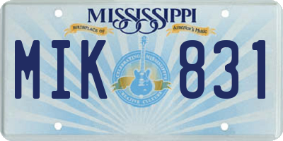 MS license plate MIK831