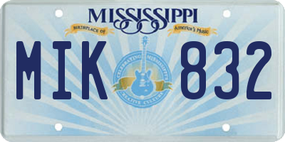 MS license plate MIK832