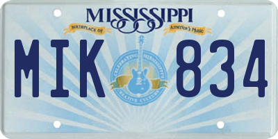 MS license plate MIK834
