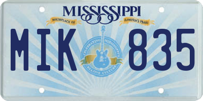 MS license plate MIK835