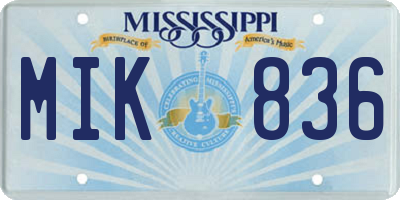 MS license plate MIK836