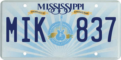 MS license plate MIK837