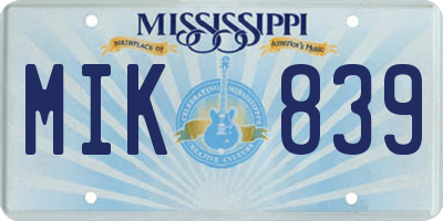 MS license plate MIK839