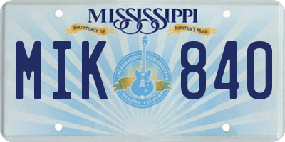 MS license plate MIK840