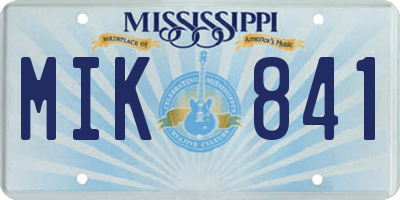 MS license plate MIK841