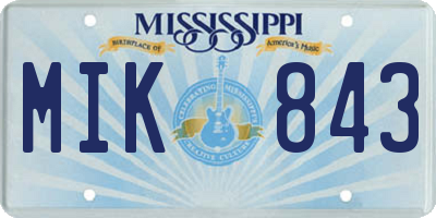 MS license plate MIK843