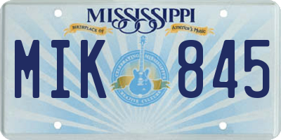 MS license plate MIK845