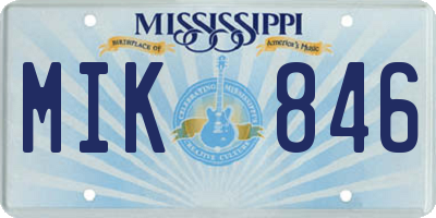 MS license plate MIK846