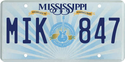 MS license plate MIK847
